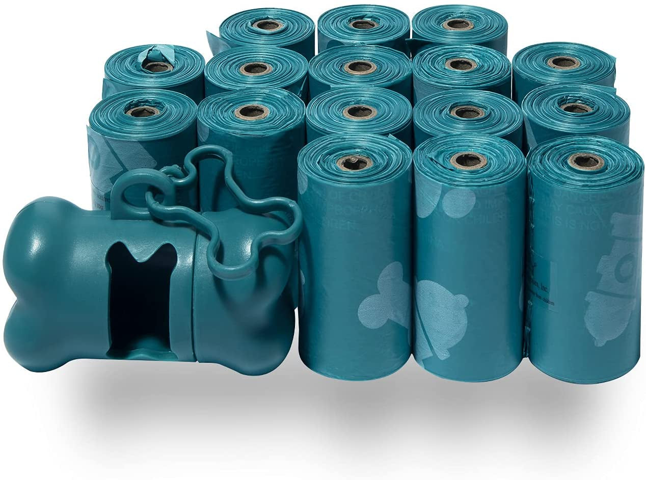 Dog Poop Bags (360 Bags) for Waste Refuse Cleanup, Doggy Roll Replacements for Outdoor Puppy Walking and Travel, Leak Proof and Tear Resistant, Thick Plastic - Turquoise