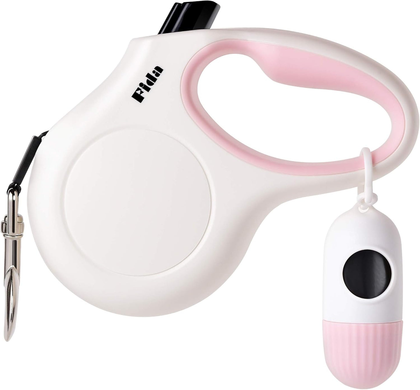 Retractable Dog Leash with Dispenser and Poop Bags, 16 Ft Pet Walking Leash for Medium Dog or Cat up to 44 Lbs, Anti-Slip Handle, Tangle Free, Reflective Nylon Tape (M, Red)