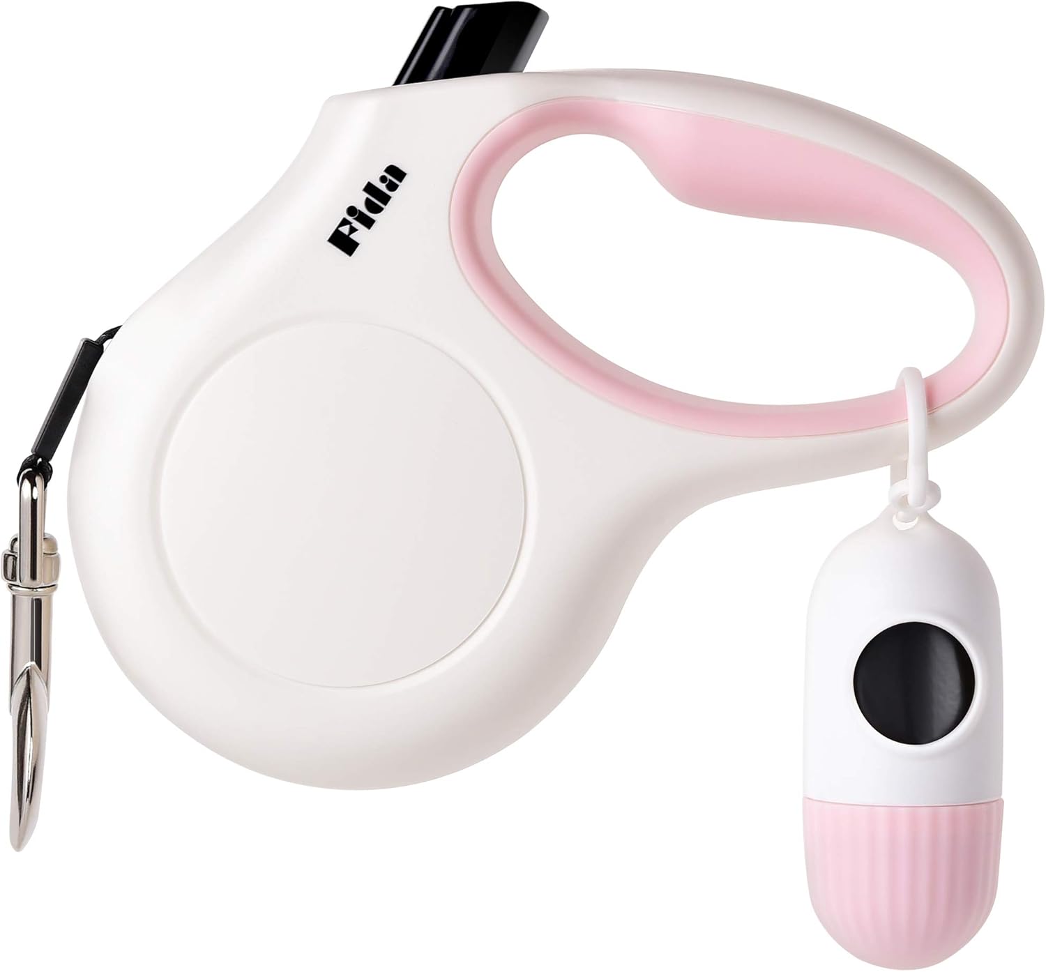 Retractable Dog Leash with Dispenser and Poop Bags, 16 Ft Pet Walking Leash for Medium Dog or Cat up to 44 Lbs, Anti-Slip Handle, Tangle Free, Reflective Nylon Tape (M, Red)