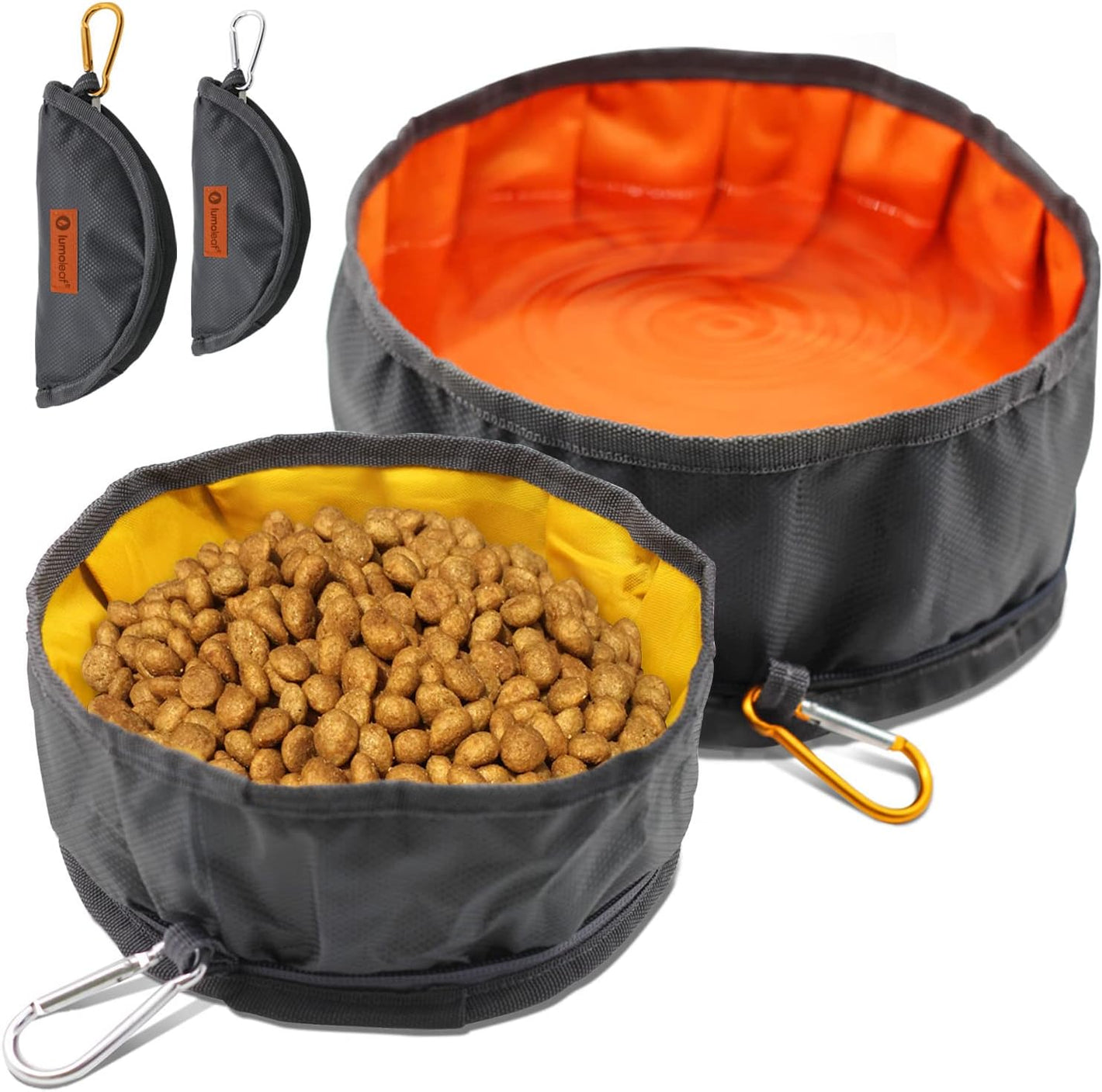 Collapsible Dog Travel Bowl, 2 Packs Large 68Oz/80Oz Lightweight Foldable Bowl, Water and Food Bowls for Pets Dogs Cats with Zipper (8+10 Cups)