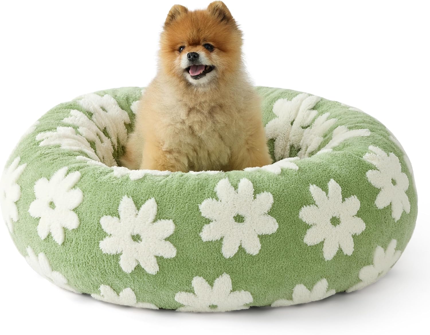 Lesure Donut Dog Bed Medium Size Dog - round Cat Beds for Indoor Calming Pet with Washable Cover, Cute Modern Puppy Beds with Jacquard Shaggy Plush & anti Slip Bottom, 30 Inch, Blue