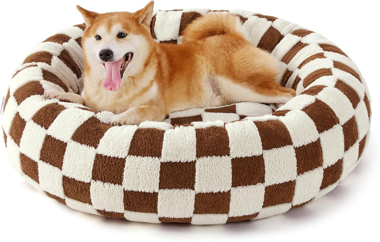 Lesure Donut Dog Bed Medium Size Dog - round Cat Beds for Indoor Calming Pet with Washable Cover, Cute Modern Puppy Beds with Jacquard Shaggy Plush & anti Slip Bottom, 30 Inch, Blue
