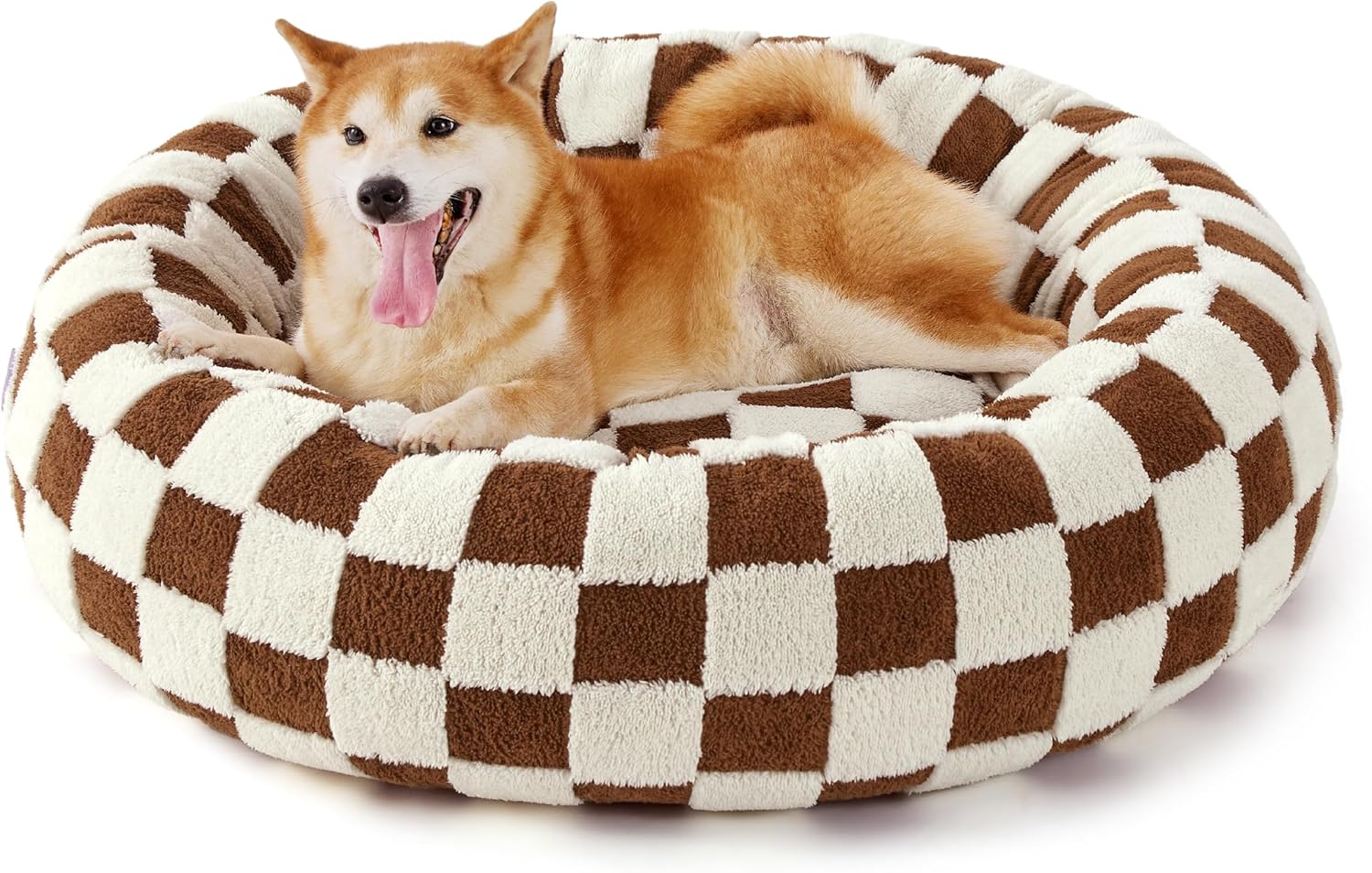 Lesure Donut Dog Bed Medium Size Dog - round Cat Beds for Indoor Calming Pet with Washable Cover, Cute Modern Puppy Beds with Jacquard Shaggy Plush & anti Slip Bottom, 30 Inch, Blue