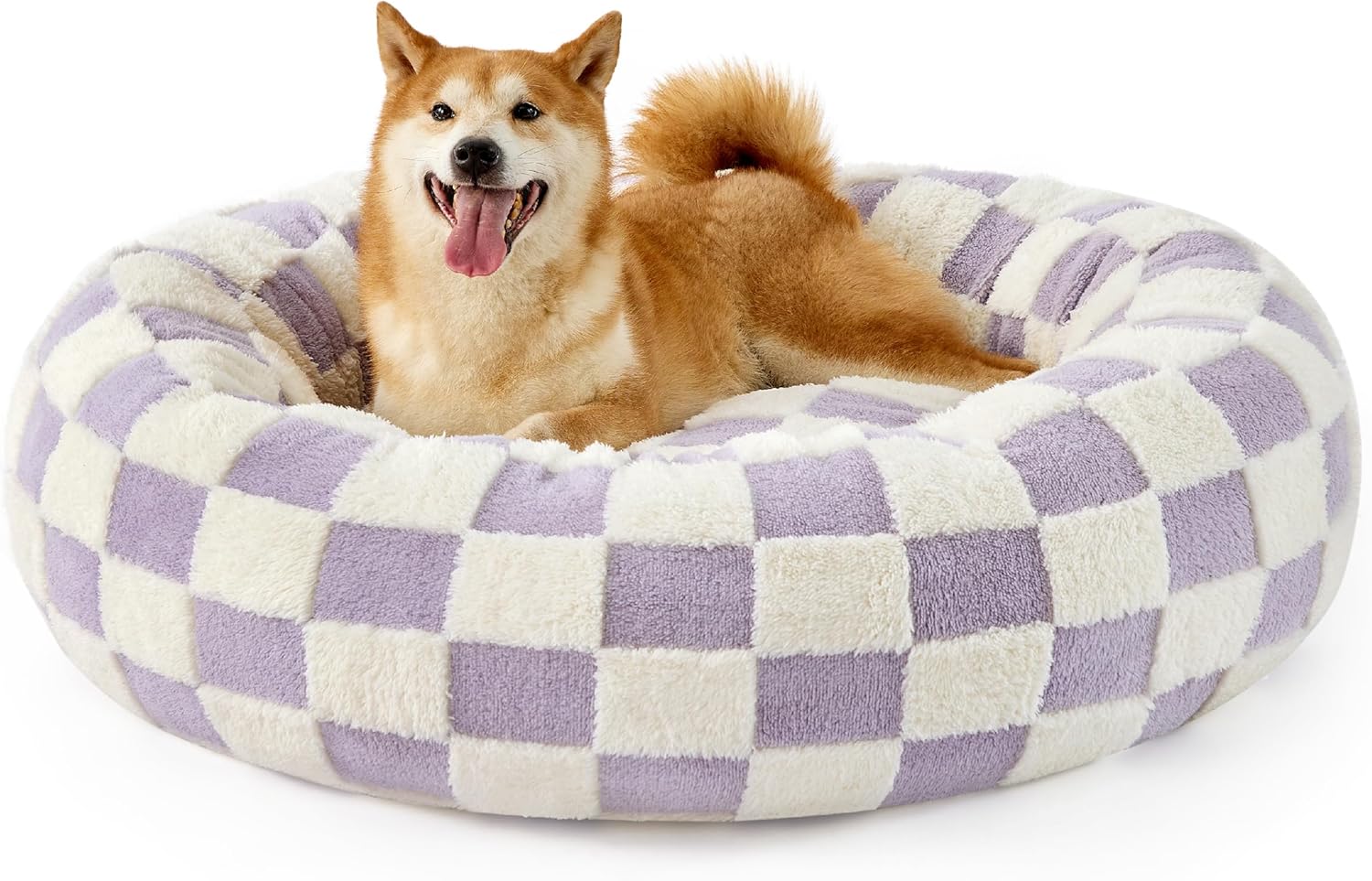 Lesure Donut Dog Bed Medium Size Dog - round Cat Beds for Indoor Calming Pet with Washable Cover, Cute Modern Puppy Beds with Jacquard Shaggy Plush & anti Slip Bottom, 30 Inch, Blue