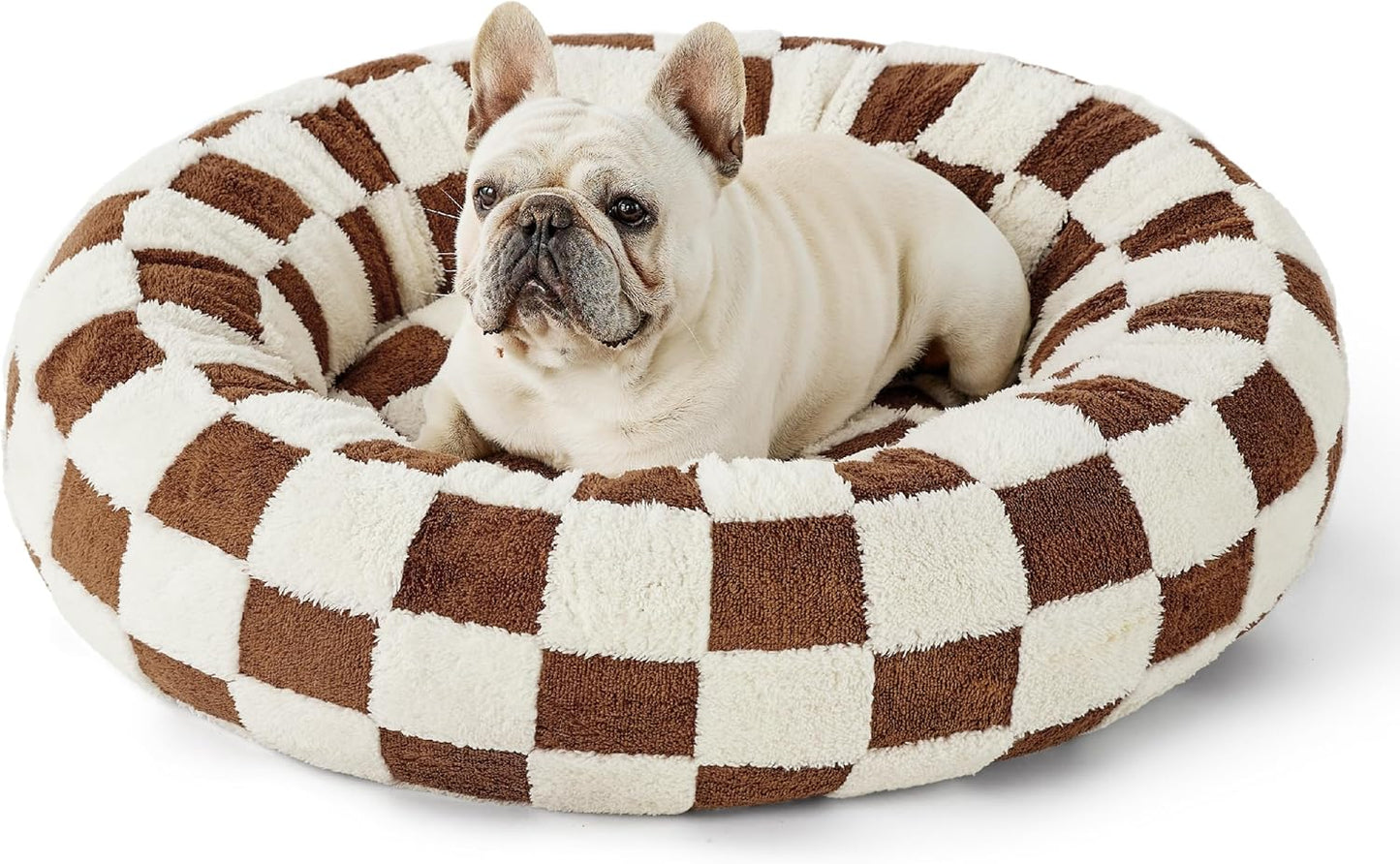 Lesure Donut Dog Bed Medium Size Dog - round Cat Beds for Indoor Calming Pet with Washable Cover, Cute Modern Puppy Beds with Jacquard Shaggy Plush & anti Slip Bottom, 30 Inch, Blue
