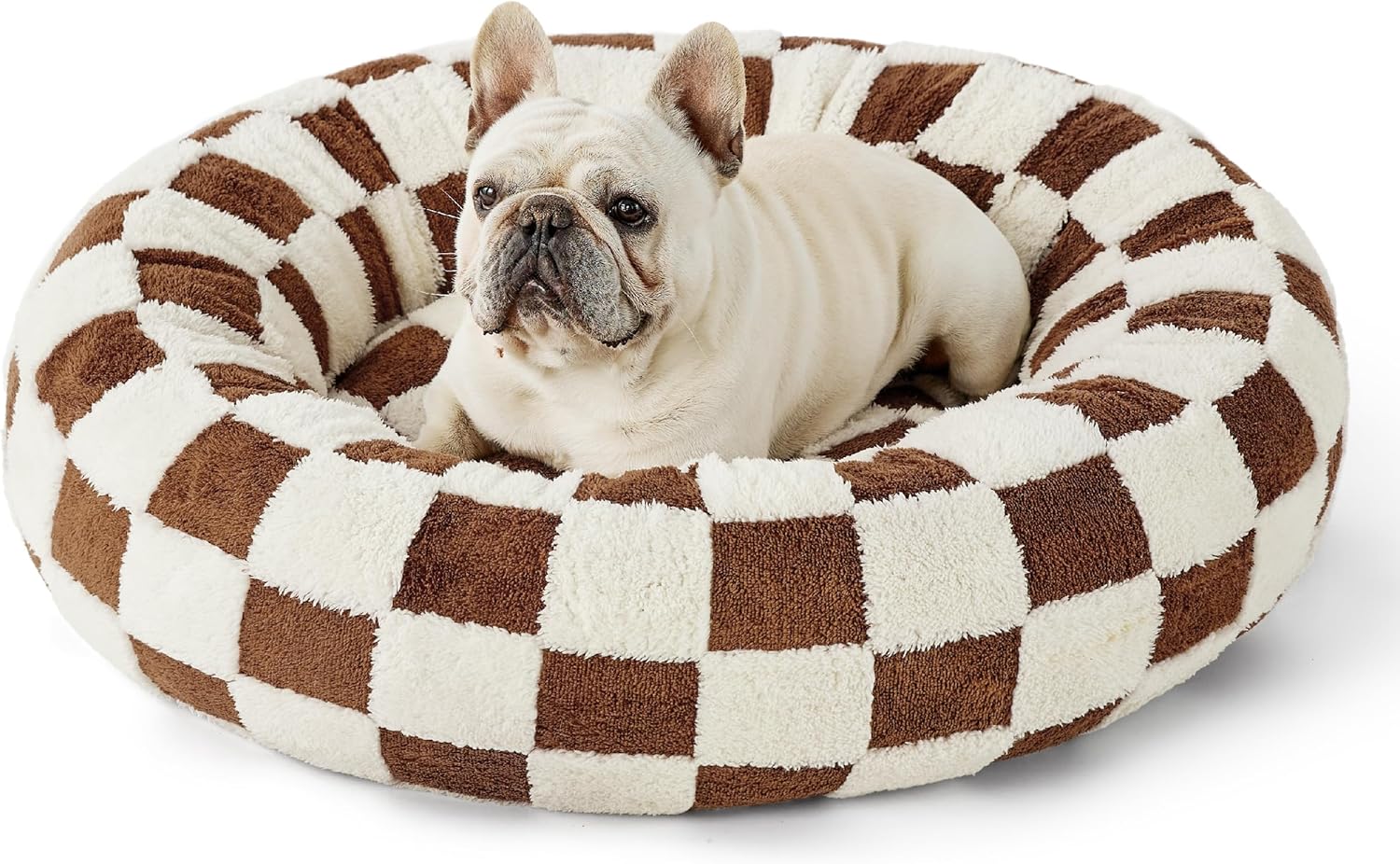 Lesure Donut Dog Bed Medium Size Dog - round Cat Beds for Indoor Calming Pet with Washable Cover, Cute Modern Puppy Beds with Jacquard Shaggy Plush & anti Slip Bottom, 30 Inch, Blue
