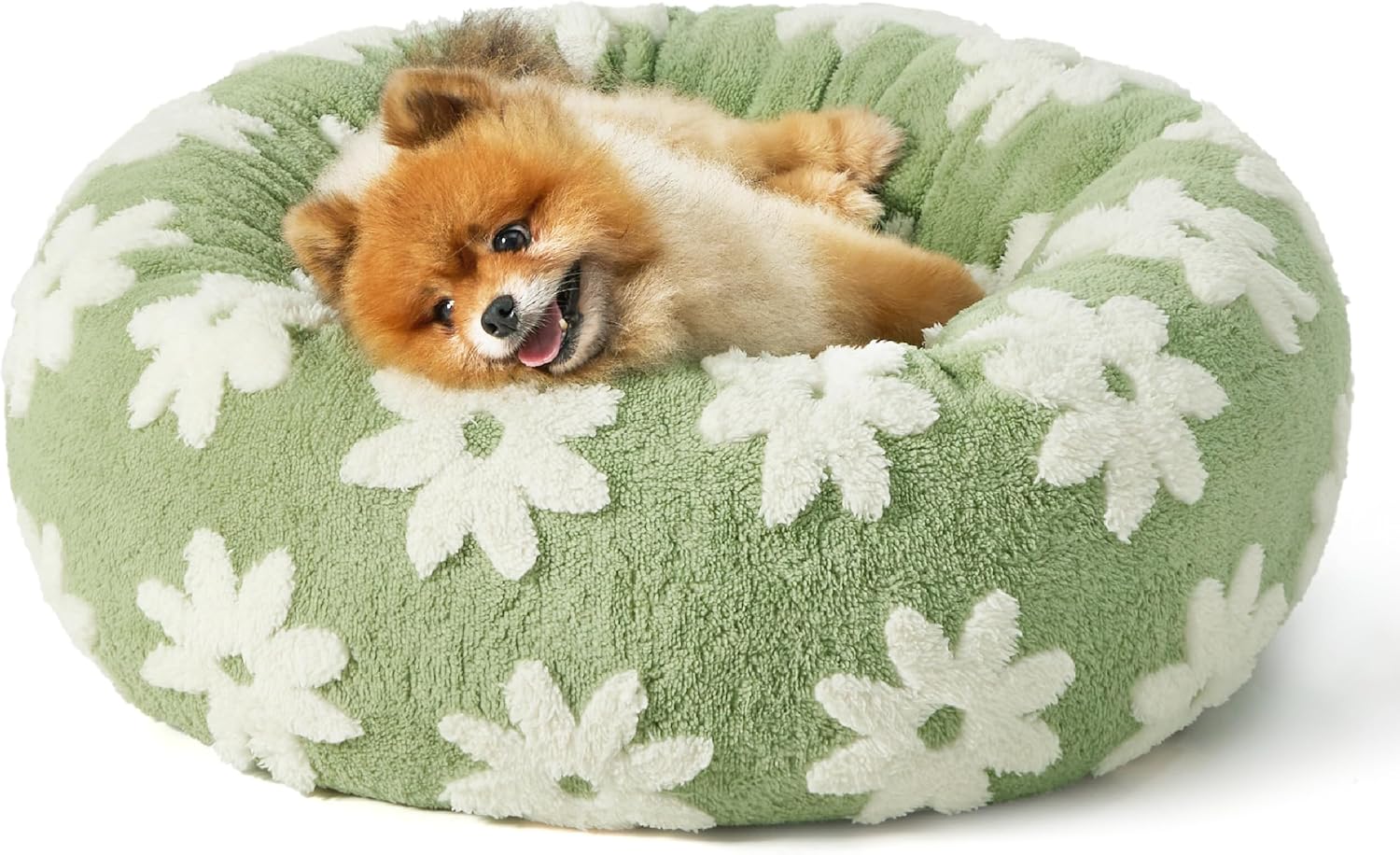 Lesure Donut Dog Bed Medium Size Dog - round Cat Beds for Indoor Calming Pet with Washable Cover, Cute Modern Puppy Beds with Jacquard Shaggy Plush & anti Slip Bottom, 30 Inch, Blue