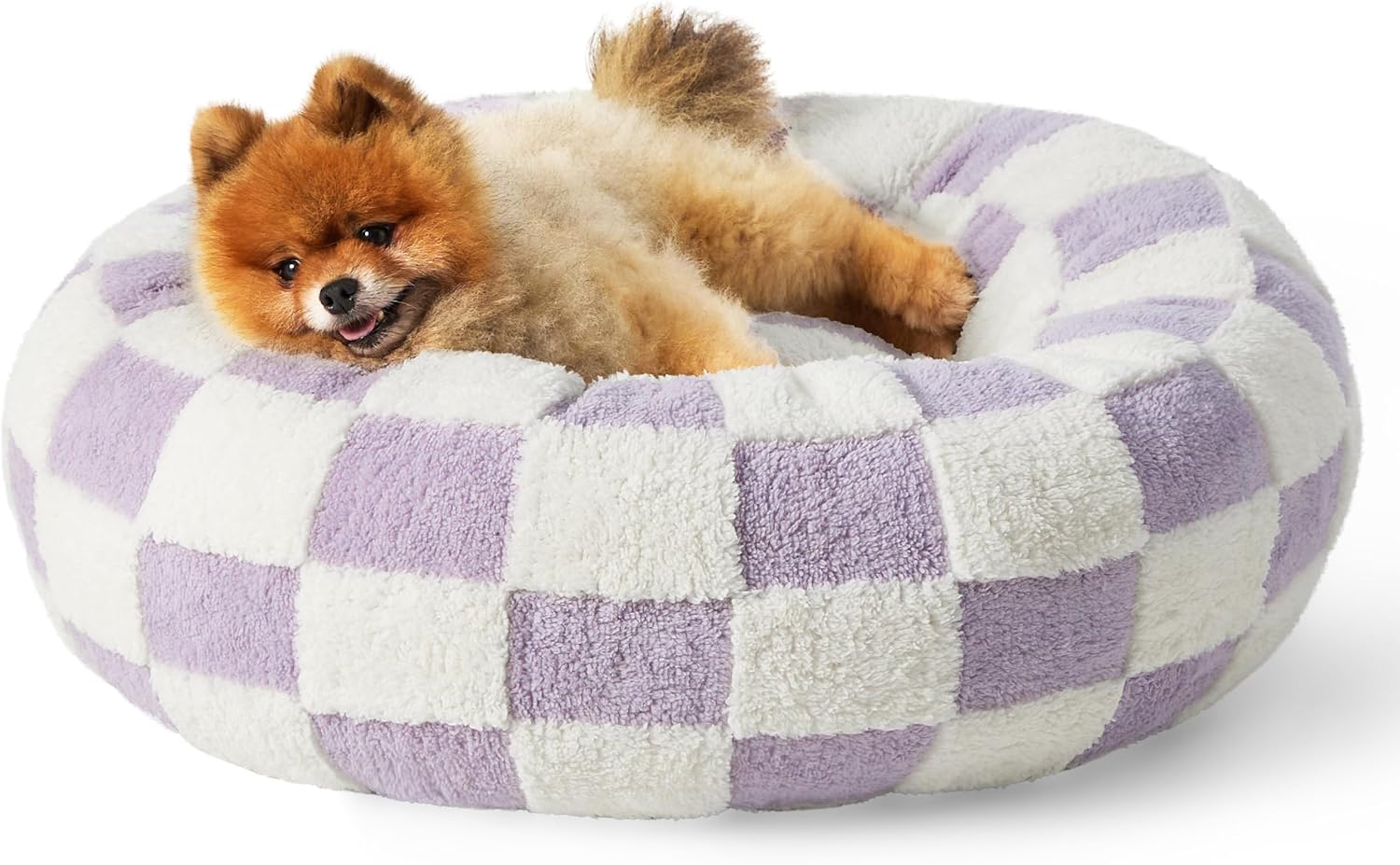 Lesure Donut Dog Bed Medium Size Dog - round Cat Beds for Indoor Calming Pet with Washable Cover, Cute Modern Puppy Beds with Jacquard Shaggy Plush & anti Slip Bottom, 30 Inch, Blue