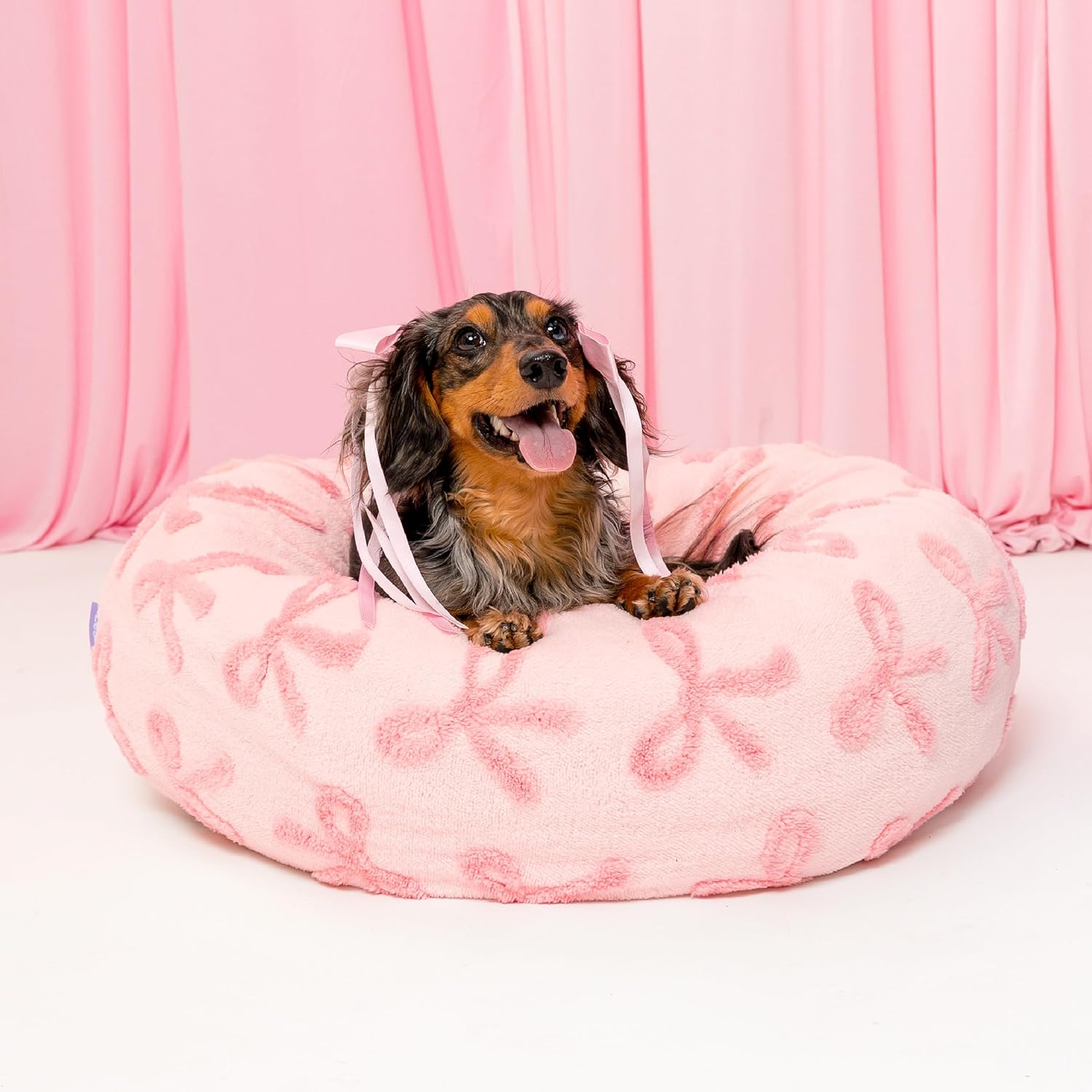Lesure Donut Dog Bed Medium Size Dog - round Cat Beds for Indoor Calming Pet with Washable Cover, Cute Modern Puppy Beds with Jacquard Shaggy Plush & anti Slip Bottom, 30 Inch, Blue
