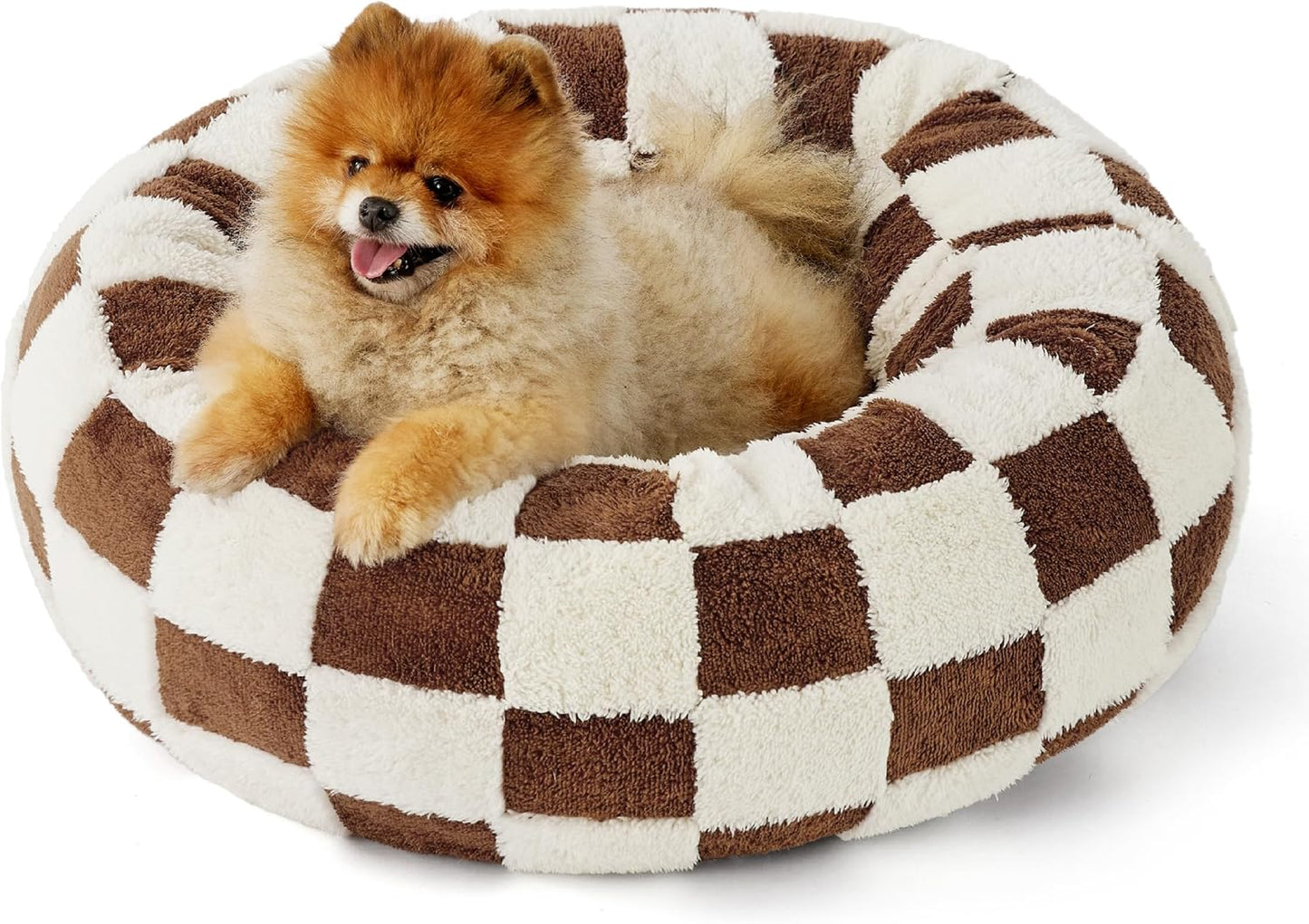 Lesure Donut Dog Bed Medium Size Dog - round Cat Beds for Indoor Calming Pet with Washable Cover, Cute Modern Puppy Beds with Jacquard Shaggy Plush & anti Slip Bottom, 30 Inch, Blue