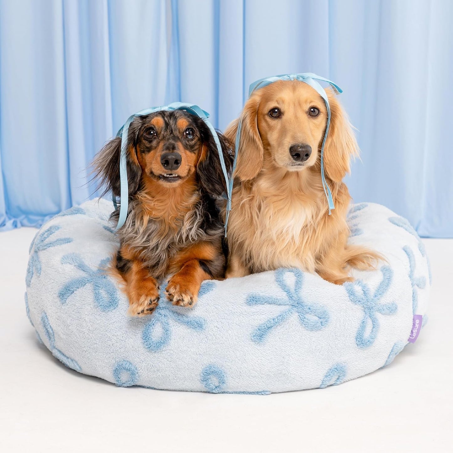 Lesure Donut Dog Bed Medium Size Dog - round Cat Beds for Indoor Calming Pet with Washable Cover, Cute Modern Puppy Beds with Jacquard Shaggy Plush & anti Slip Bottom, 30 Inch, Blue