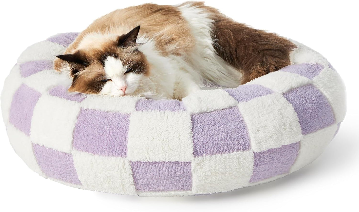 Lesure Donut Dog Bed Medium Size Dog - round Cat Beds for Indoor Calming Pet with Washable Cover, Cute Modern Puppy Beds with Jacquard Shaggy Plush & anti Slip Bottom, 30 Inch, Blue
