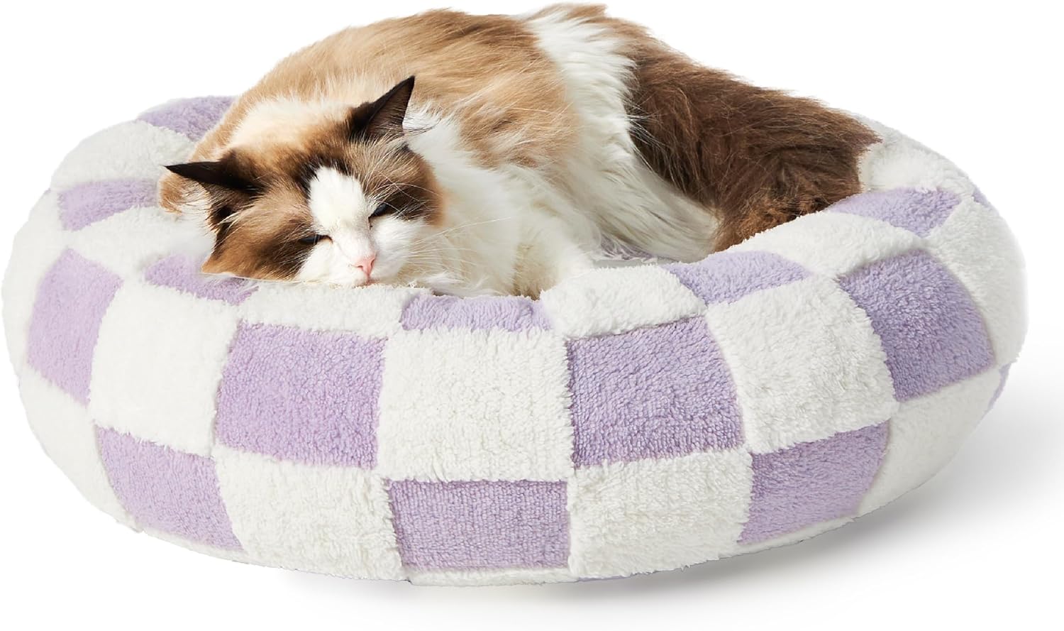 Lesure Donut Dog Bed Medium Size Dog - round Cat Beds for Indoor Calming Pet with Washable Cover, Cute Modern Puppy Beds with Jacquard Shaggy Plush & anti Slip Bottom, 30 Inch, Blue