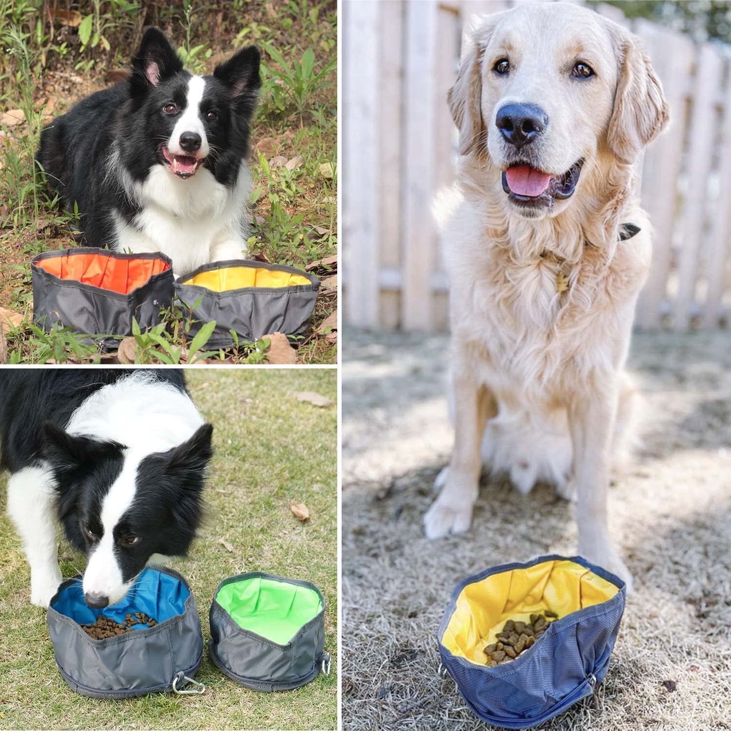 Collapsible Dog Travel Bowl, 2 Packs Large 68Oz/80Oz Lightweight Foldable Bowl, Water and Food Bowls for Pets Dogs Cats with Zipper (8+10 Cups)