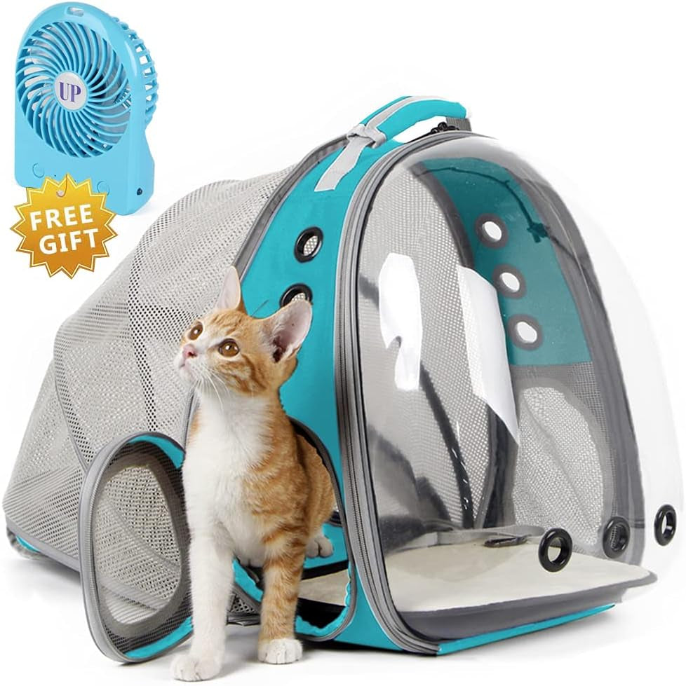 Back Expandable Cat Backpack Carrier, Fit up to 12 Lbs, Space Capsule Bubble Window Pet Carrier Backpack for Cat and Small Puppy