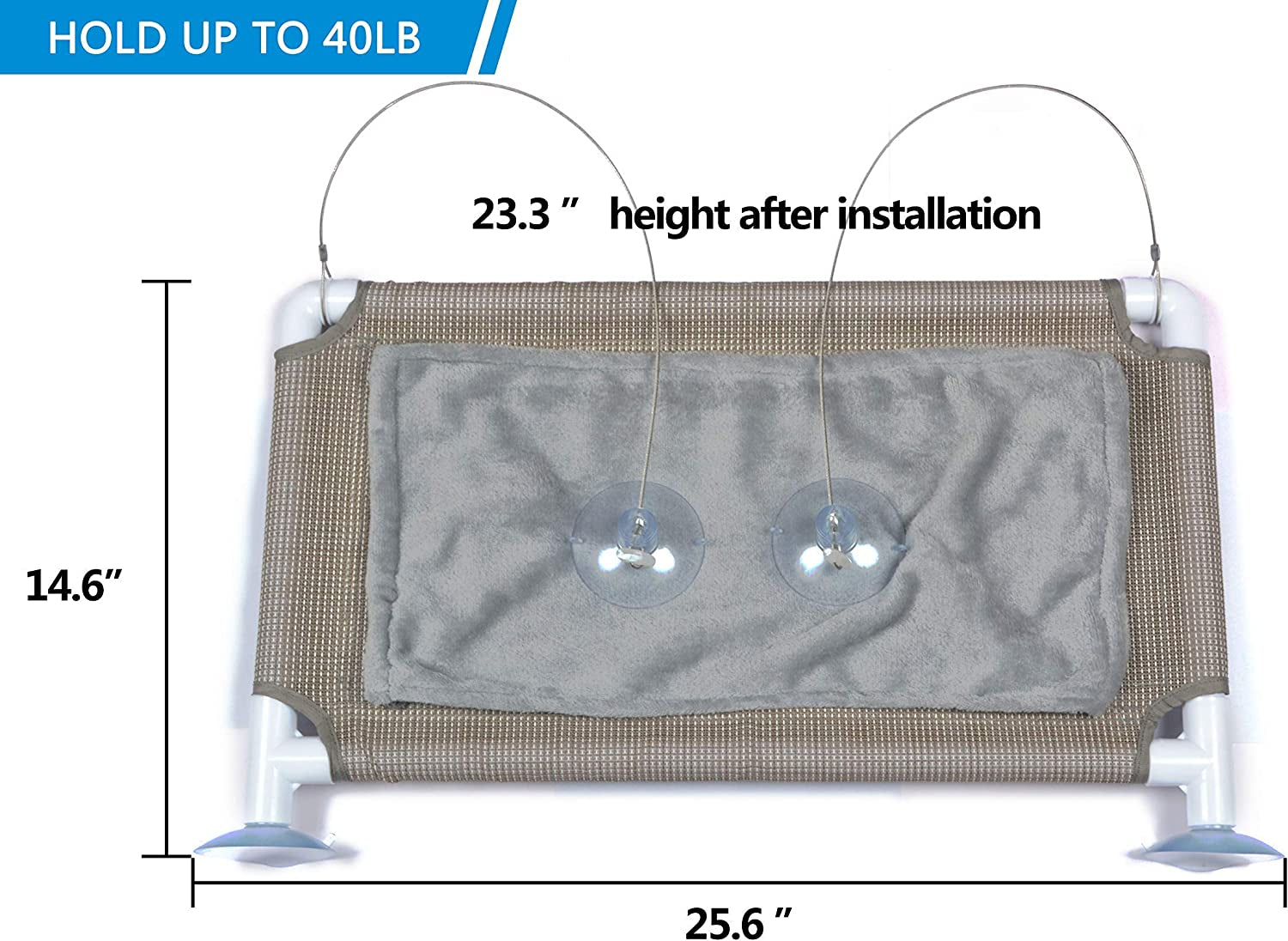 Cat Window Hammock – Mess-Free Waterproof Cats Window Perch for Large Cats, Strong Suction Cup Hammock with Flannel Cover, Indoor Cat Seat, Beige