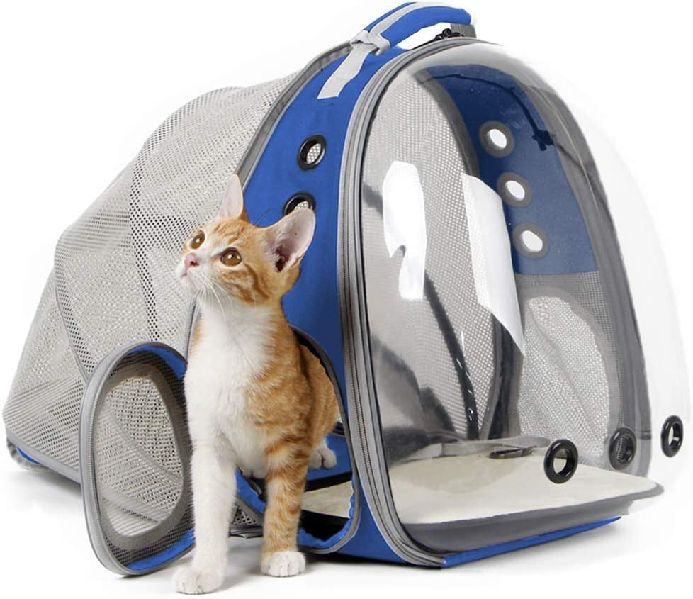 Back Expandable Cat Backpack Carrier, Fit up to 12 Lbs, Space Capsule Bubble Window Pet Carrier Backpack for Cat and Small Puppy