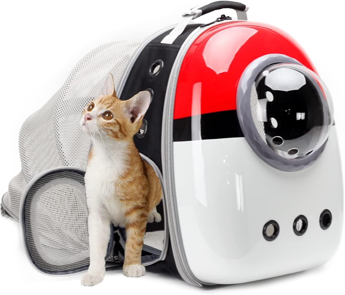Back Expandable Cat Backpack Carrier, Fit up to 12 Lbs, Space Capsule Bubble Window Pet Carrier Backpack for Cat and Small Puppy