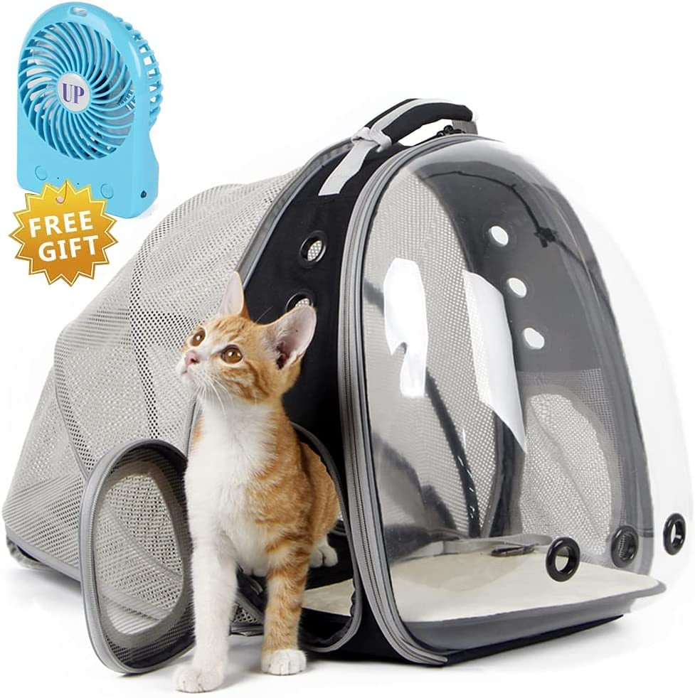 Back Expandable Cat Backpack Carrier, Fit up to 12 Lbs, Space Capsule Bubble Window Pet Carrier Backpack for Cat and Small Puppy