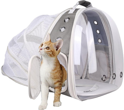 Back Expandable Cat Backpack Carrier, Fit up to 12 Lbs, Space Capsule Bubble Window Pet Carrier Backpack for Cat and Small Puppy