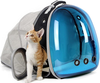 Back Expandable Cat Backpack Carrier, Fit up to 12 Lbs, Space Capsule Bubble Window Pet Carrier Backpack for Cat and Small Puppy