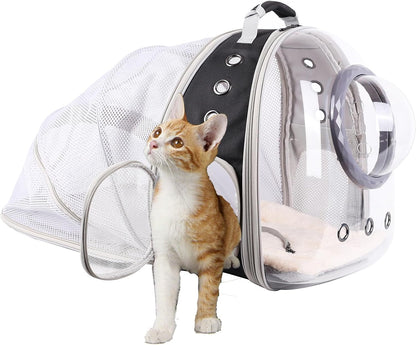 Back Expandable Cat Backpack Carrier, Fit up to 12 Lbs, Space Capsule Bubble Window Pet Carrier Backpack for Cat and Small Puppy